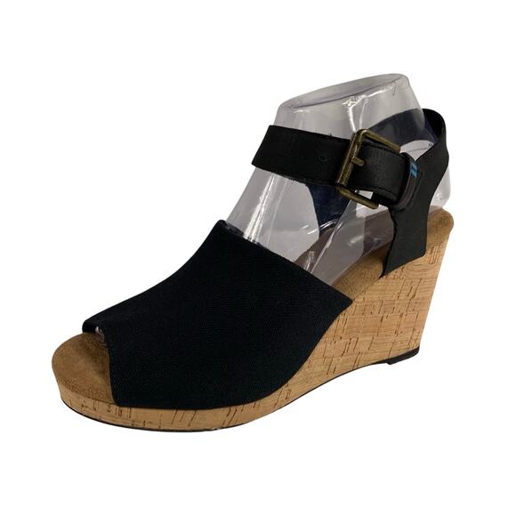 TOMS Women's Strappy Cork Platform Sandals Size 6.5 - Picture 1 of 9